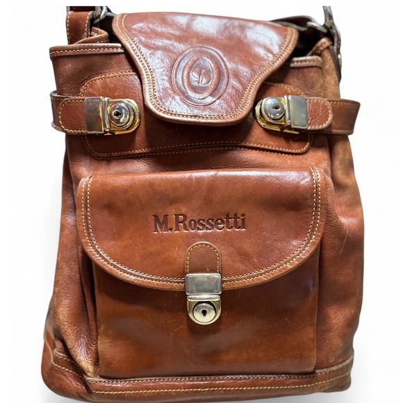Vintage M. Rossetti Genuine Brown Leather Shoulder Bag - Picture 2 of 16